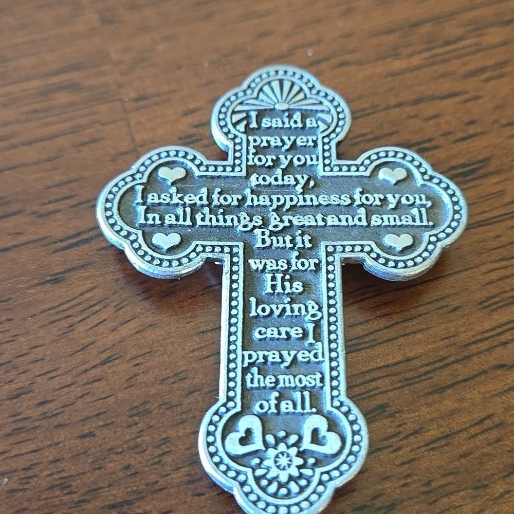 Cross prayer Magnet CAMCO Fridge Home Silver Tone Faith Love Encourage Unisex